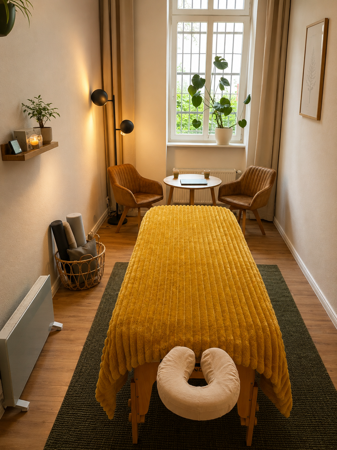 Massageliege in Behandlungsraum von TCM Praxis